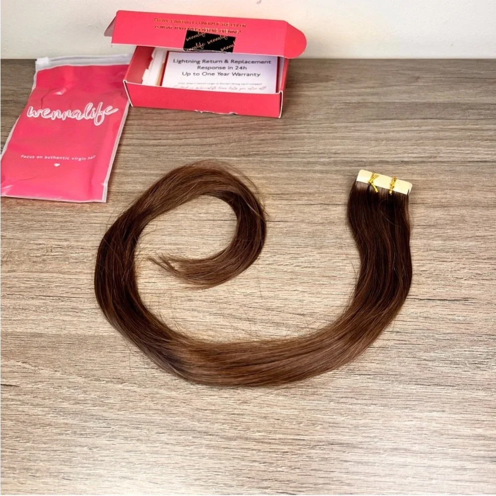 Wennalife Light Ash Brown Remy Human Hair 24 Inch Tape In Hair Extensions